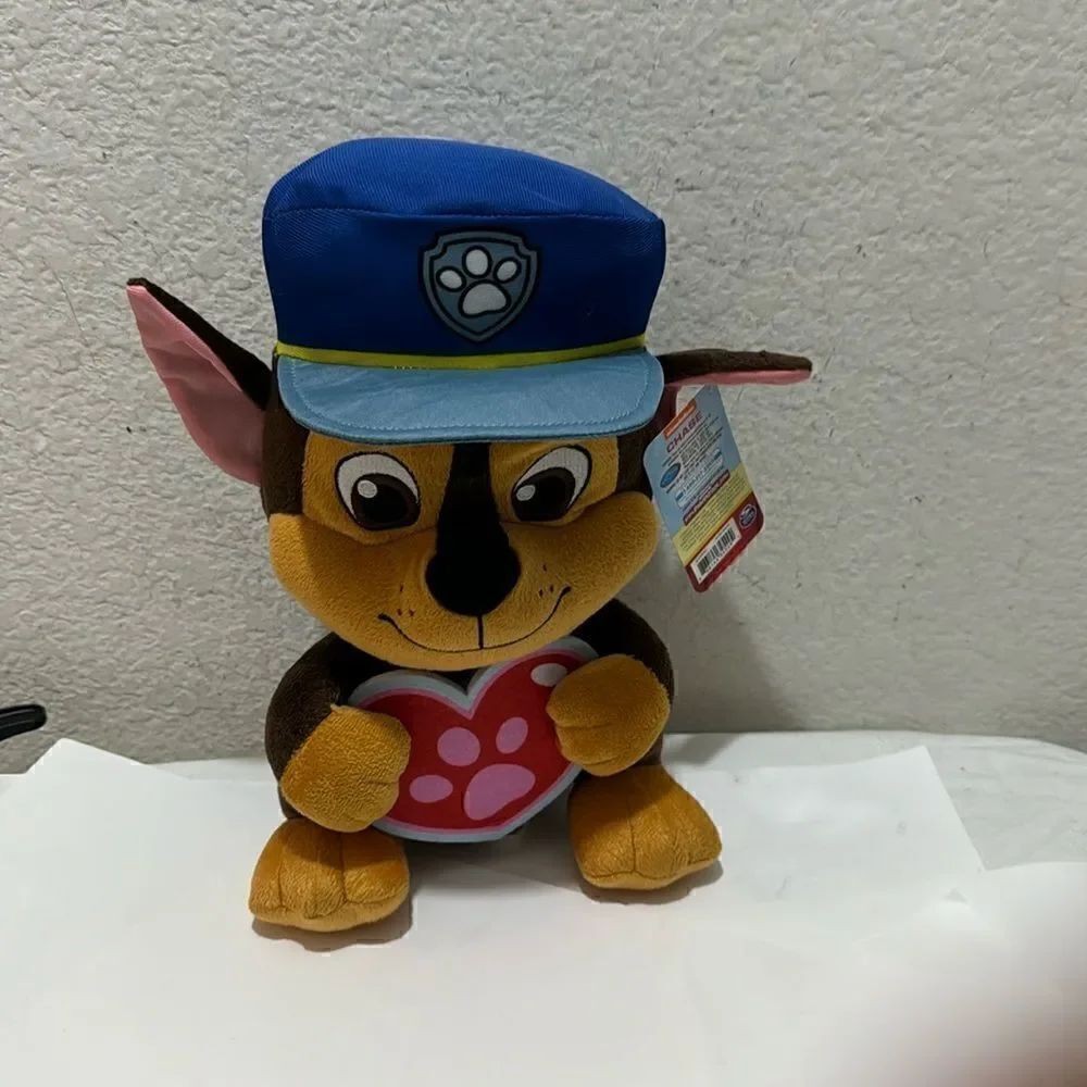 Paw Patrol Chase Nickelodeon Cute Plush Stuffed Animal  Holding A Heart 12"